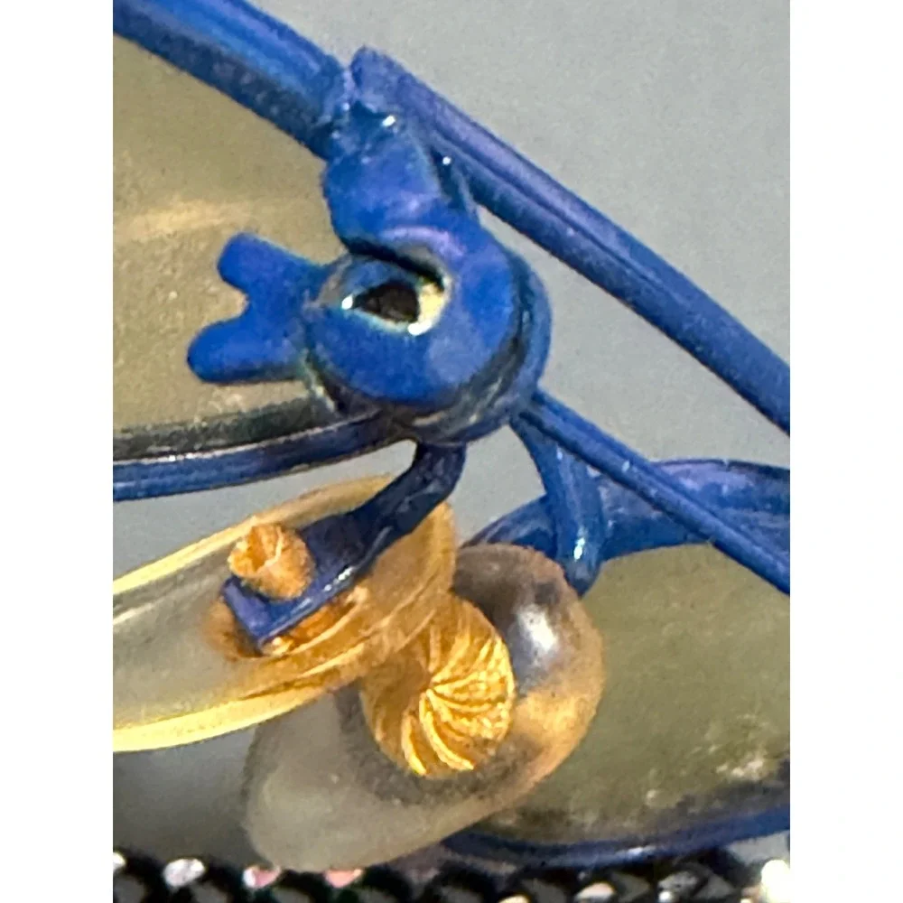 Vintage‎ Aviator Sunglasses Brooch  Blue Metal Retro Novelty Pin Dangle Chain